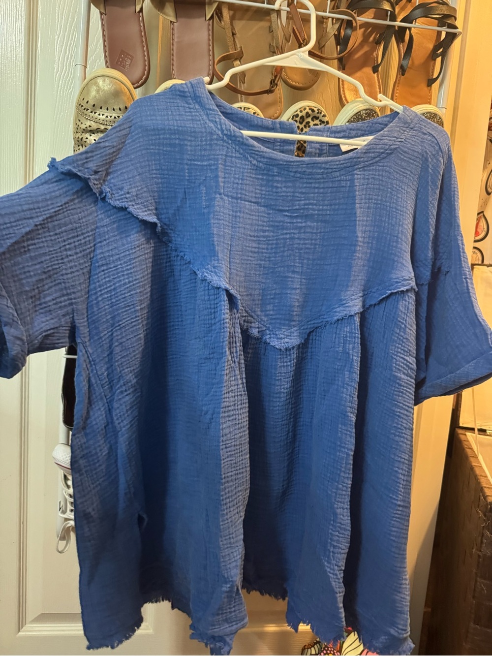 Women's Blue Gauze Casual Top